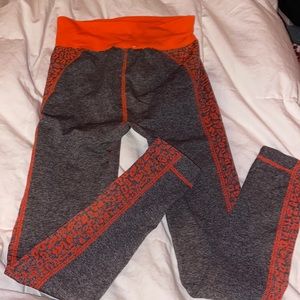 Bright coral cheetah print and grey leggings